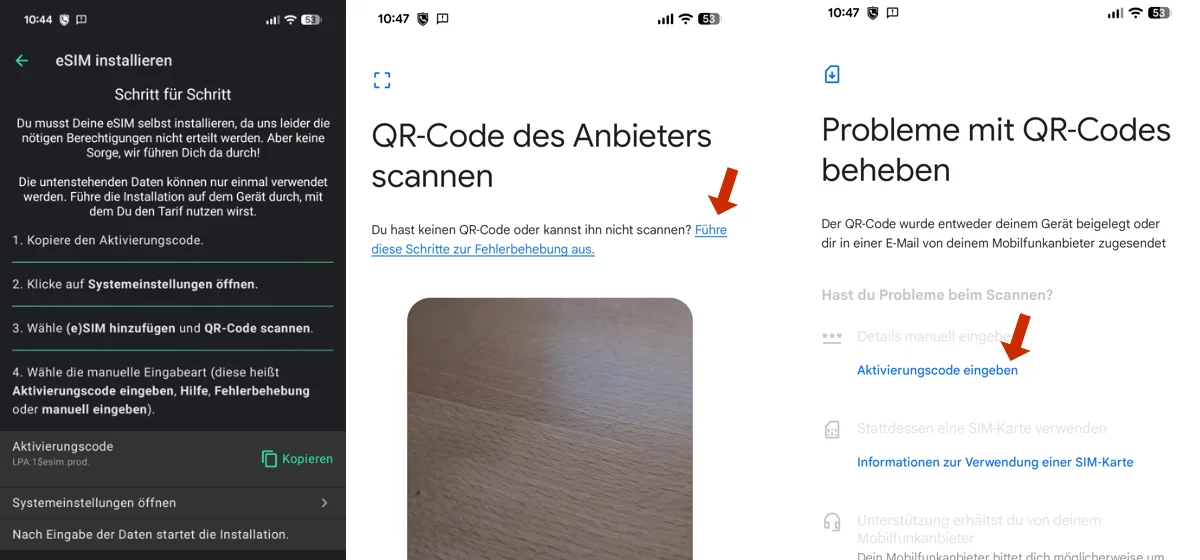 eSIM richtig aktivieren