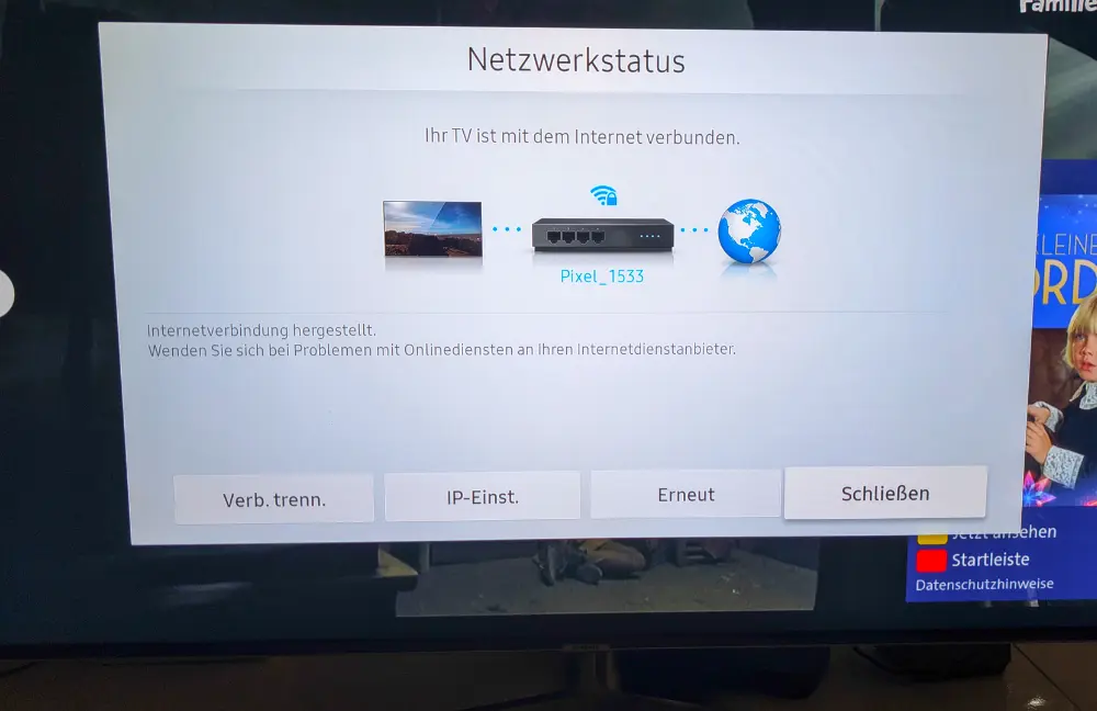 verbunden mit Smartphone über WLAN