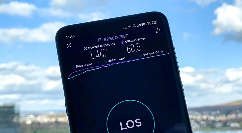 Speedtest mit einem 5G-Handy in Bonn