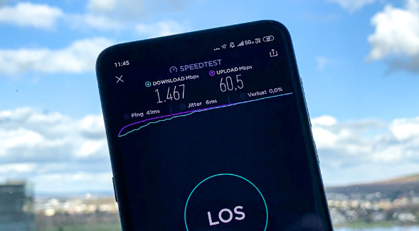 Speedtest mit 1,5 GBit/s im 5G-Telekomnetz