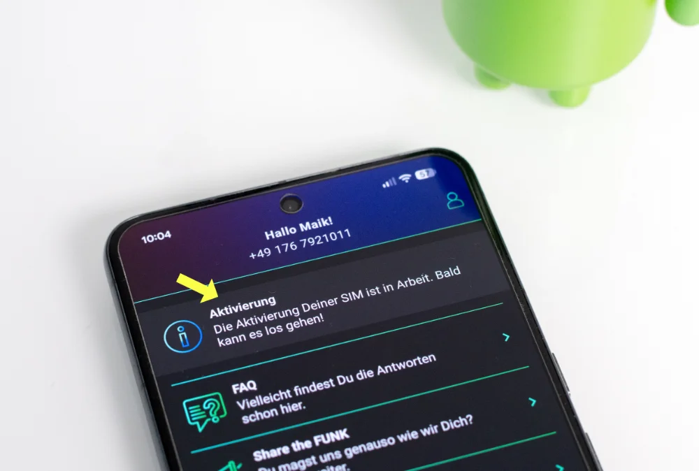 eSIM am Handy in der App aktiviert