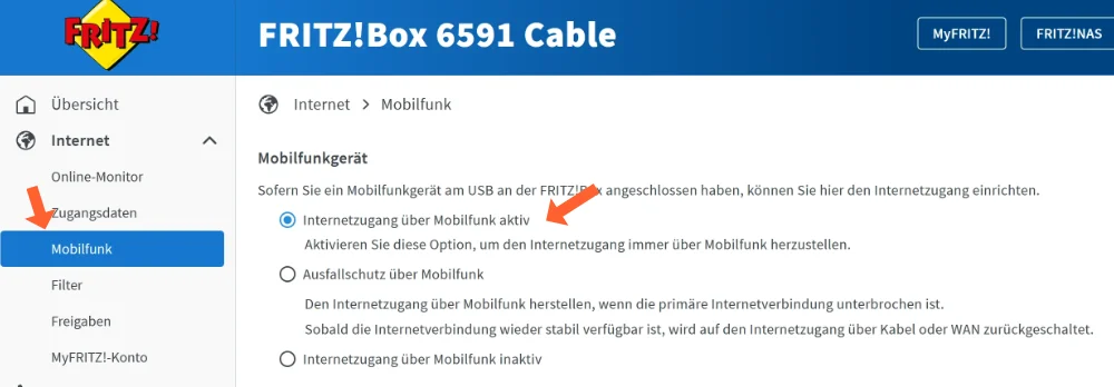 FritzBox über Mobilfunk (Handy) verbinden